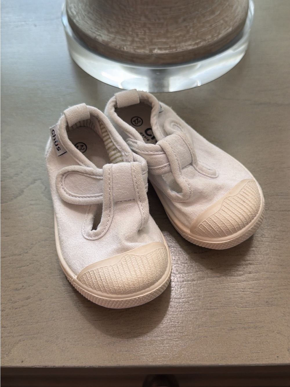 Kids White Canvas Sneakers with Hook-and-Loop Strap